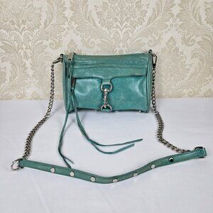 Rebecca Minkoff Small Turquoise Leather Crossbody Bag Silver Hardware